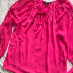 White House Black Market Vibrant Pink Blouse sheer polyester with a lining